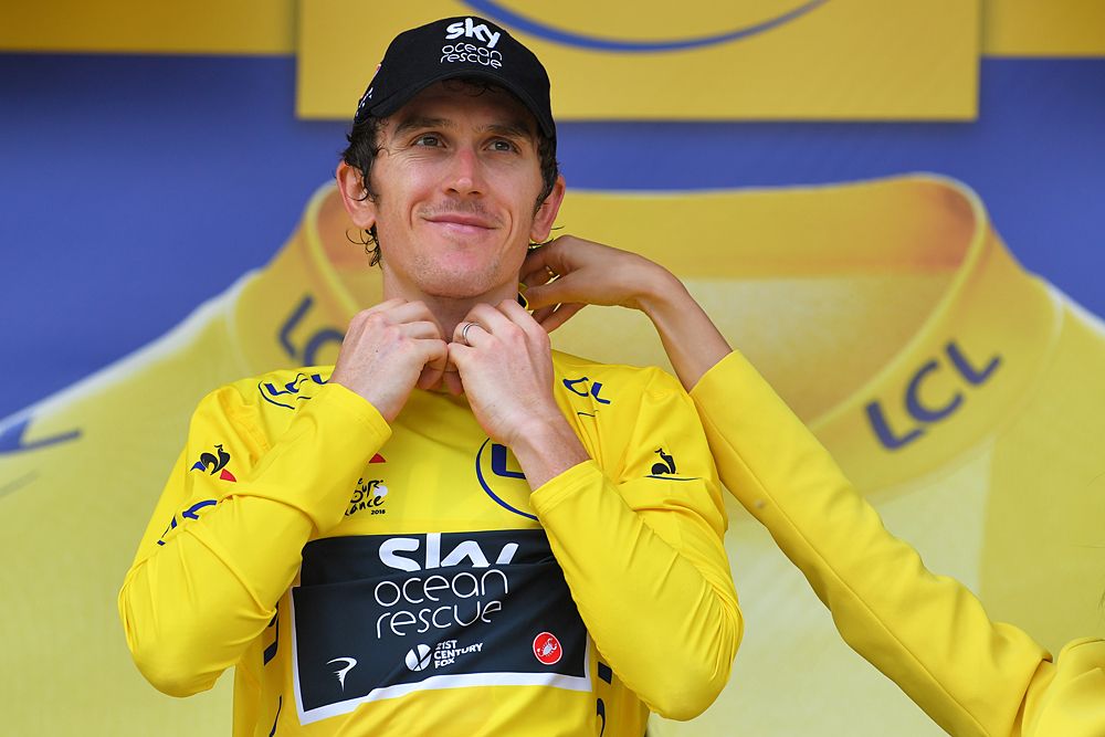 Geraint Thomas (Team Sky) seals yellow after racing the stage 20 time trial at the Tour de France