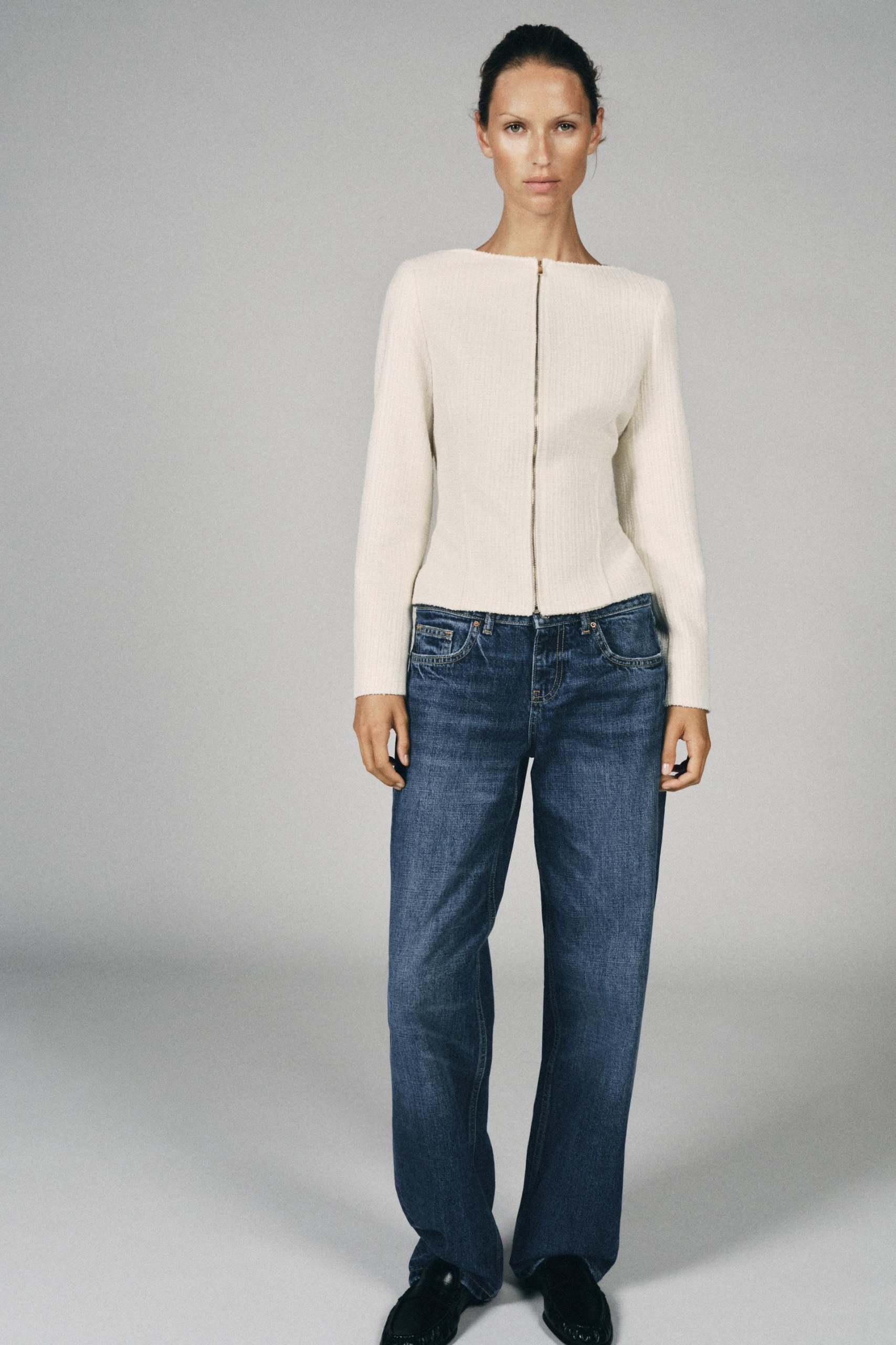 Structured Boat Neck Blazer - Ecru - Xs