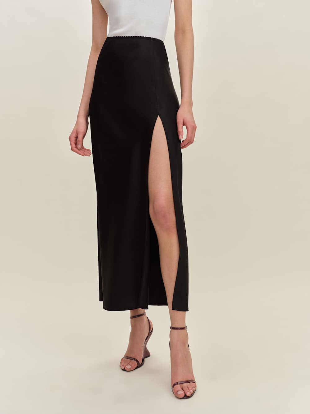 Layla Satin Skirt With Slit