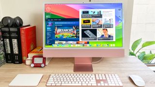 Apple iMac M3 review unit on desk, our top pick for best all-in-one computers