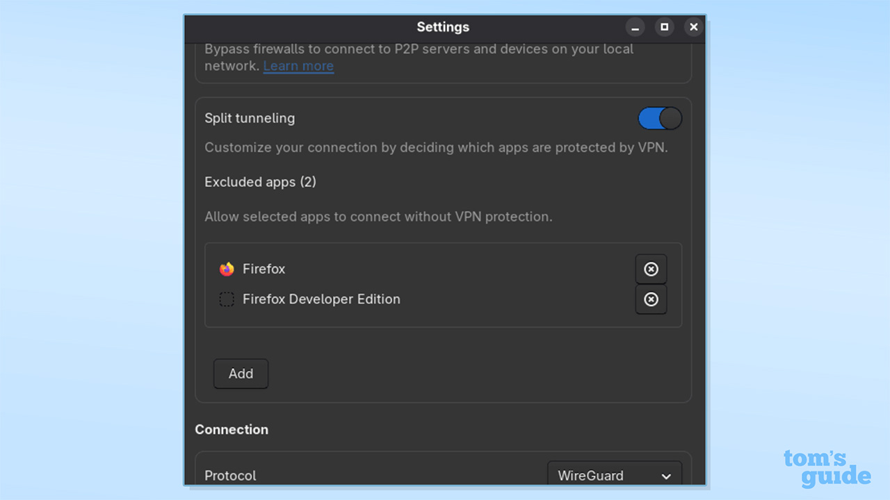 Screenshot of Proton VPN feature on Linux