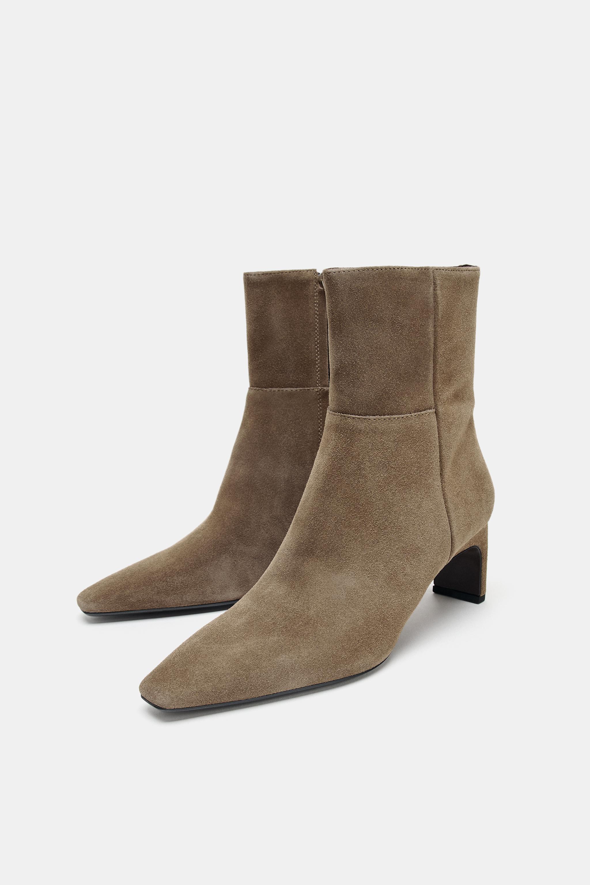 Split Suede Kitten Heel Ankle Boots