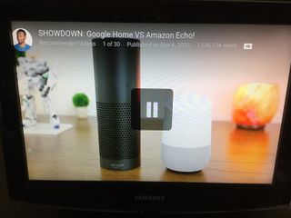 You can ask Google Home to cast videos from your phone/tablet to TV