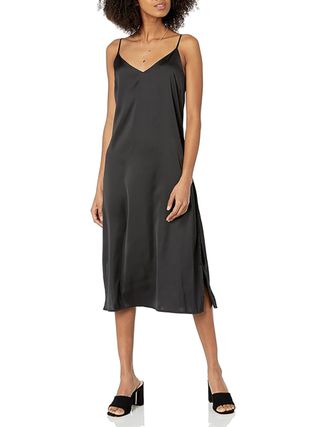 The Drop, Ana Silky V-Neck Midi Slip Dress