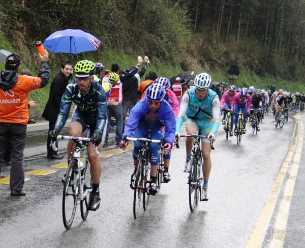 The peloton faced bad weather