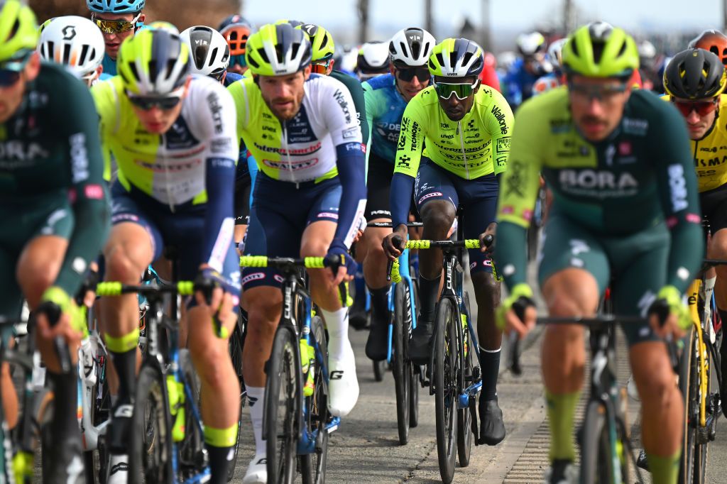WEVELGEM BELGIUM MARCH 24 Biniam Girmay of Eritrea and Team Intermarche Wanty competes during the 86th GentWevelgem in Flanders Fields 2024 Mens Elite a 2531km one day race from Ieper to Wevelgem UCIWT on March 24 2024 in Wevelgem Belgium Photo by Tim de WaeleGetty Images