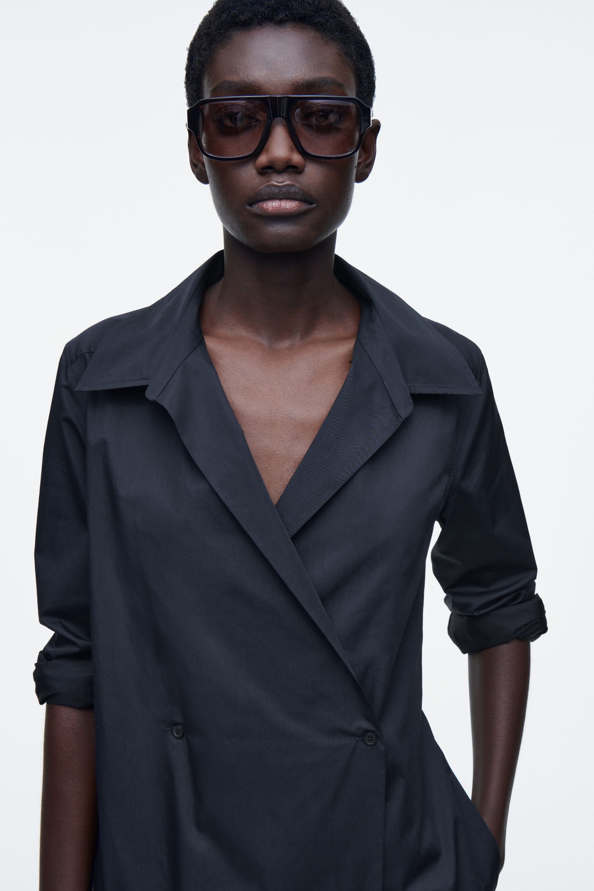 Double-Breasted Midi Shirt Dress