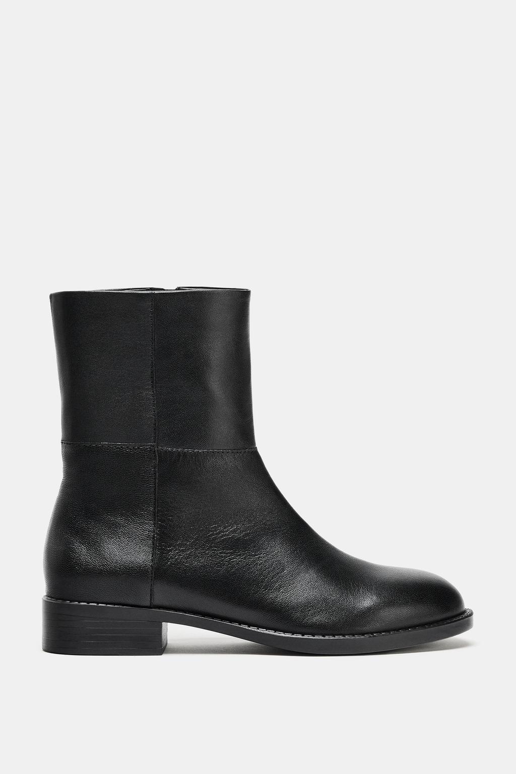 Flat Leather Ankle Boots