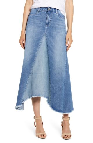 Pieced Denim Midi Skirt