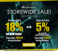 Save 18% on EVERYTHING or a further 5% on already discounted items at ProAudioStar
PAS18PAS5