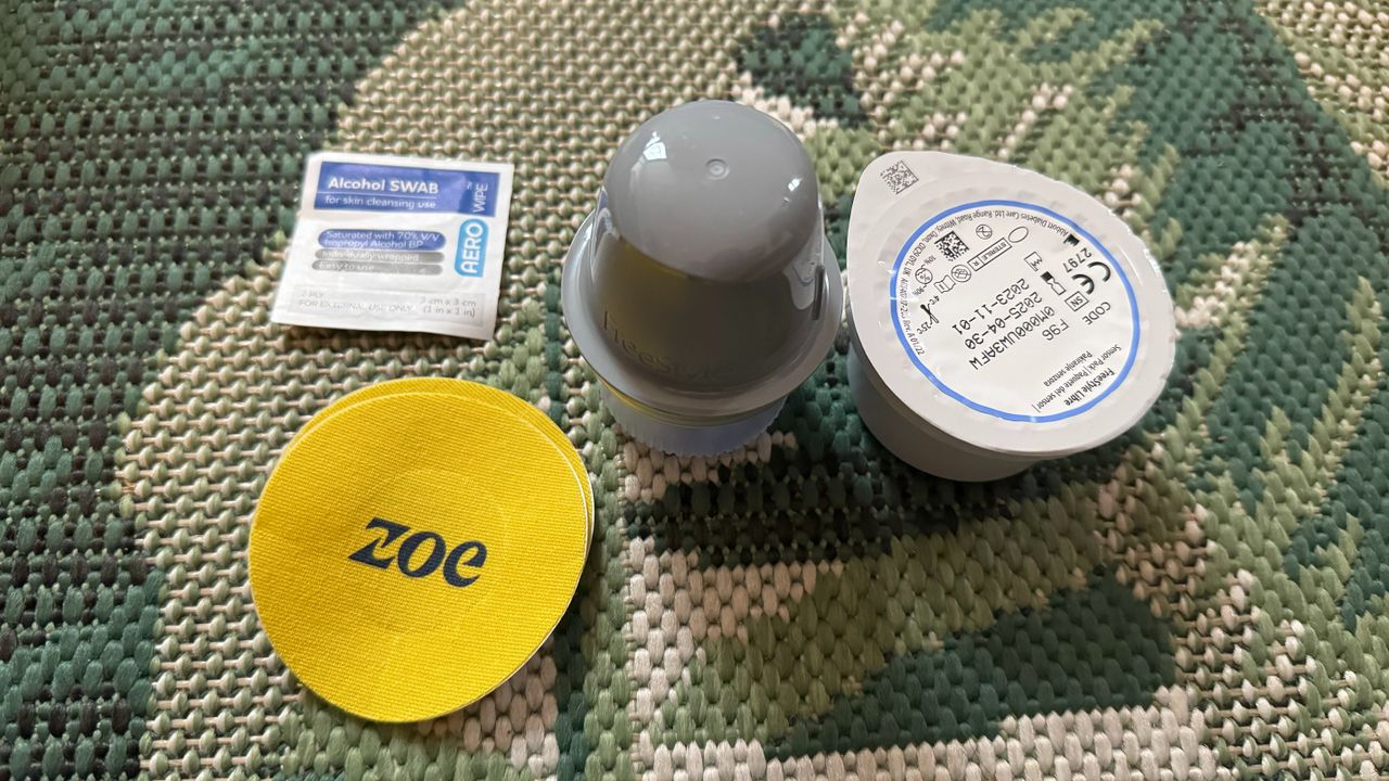Zoe's blood sugar sensor kit, unboxed
