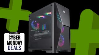 A Ningmei gaming PC on a black and green Cyber Monday background