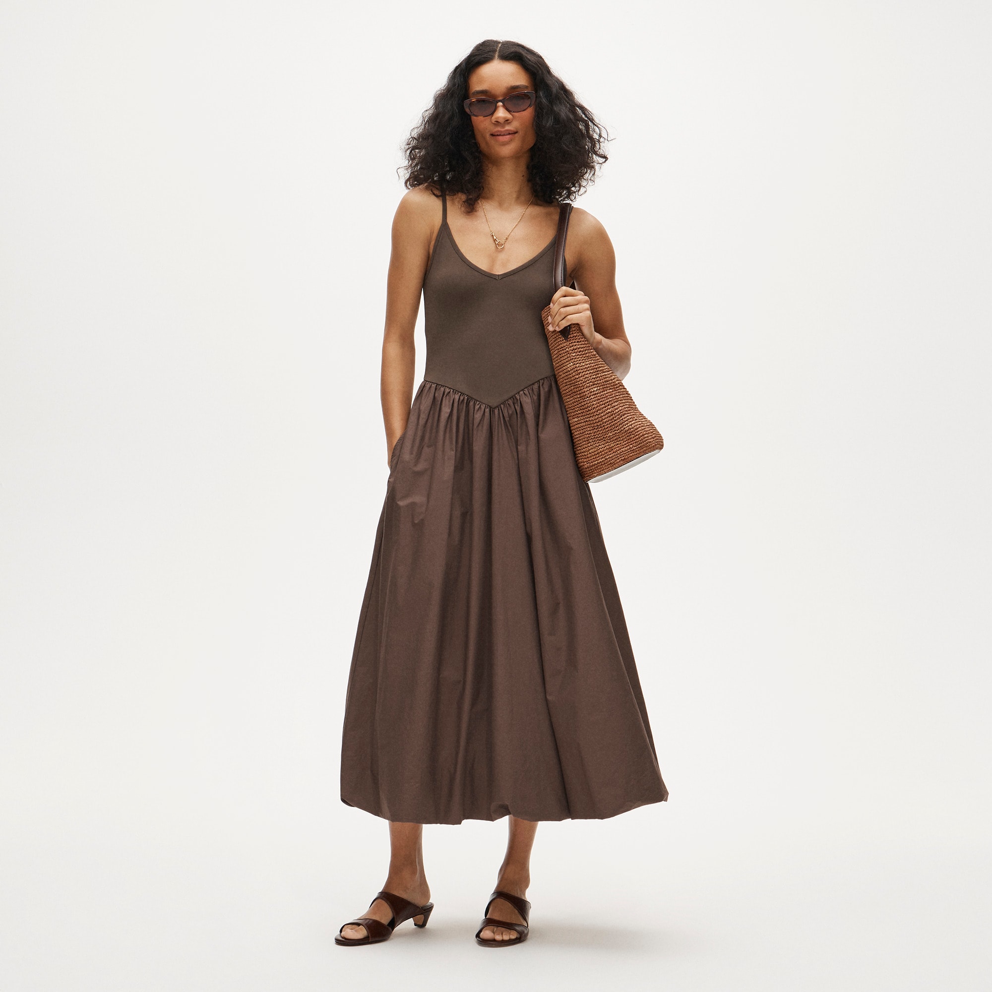Basque-Waist Mixy Dress