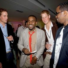 Prince William, Kanye West, Prince Harry and Diddy at the after party for Concert for Diana