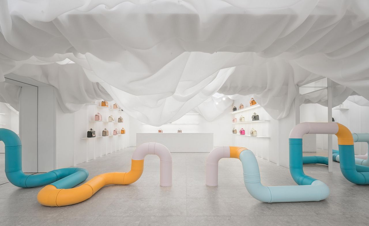 A new installation in Valextra’s Milan boutique