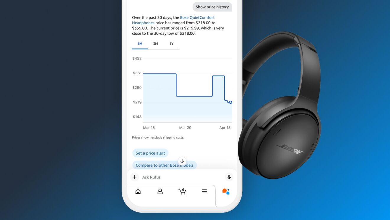 The updated price tracking functionality on Amazon's Rufus