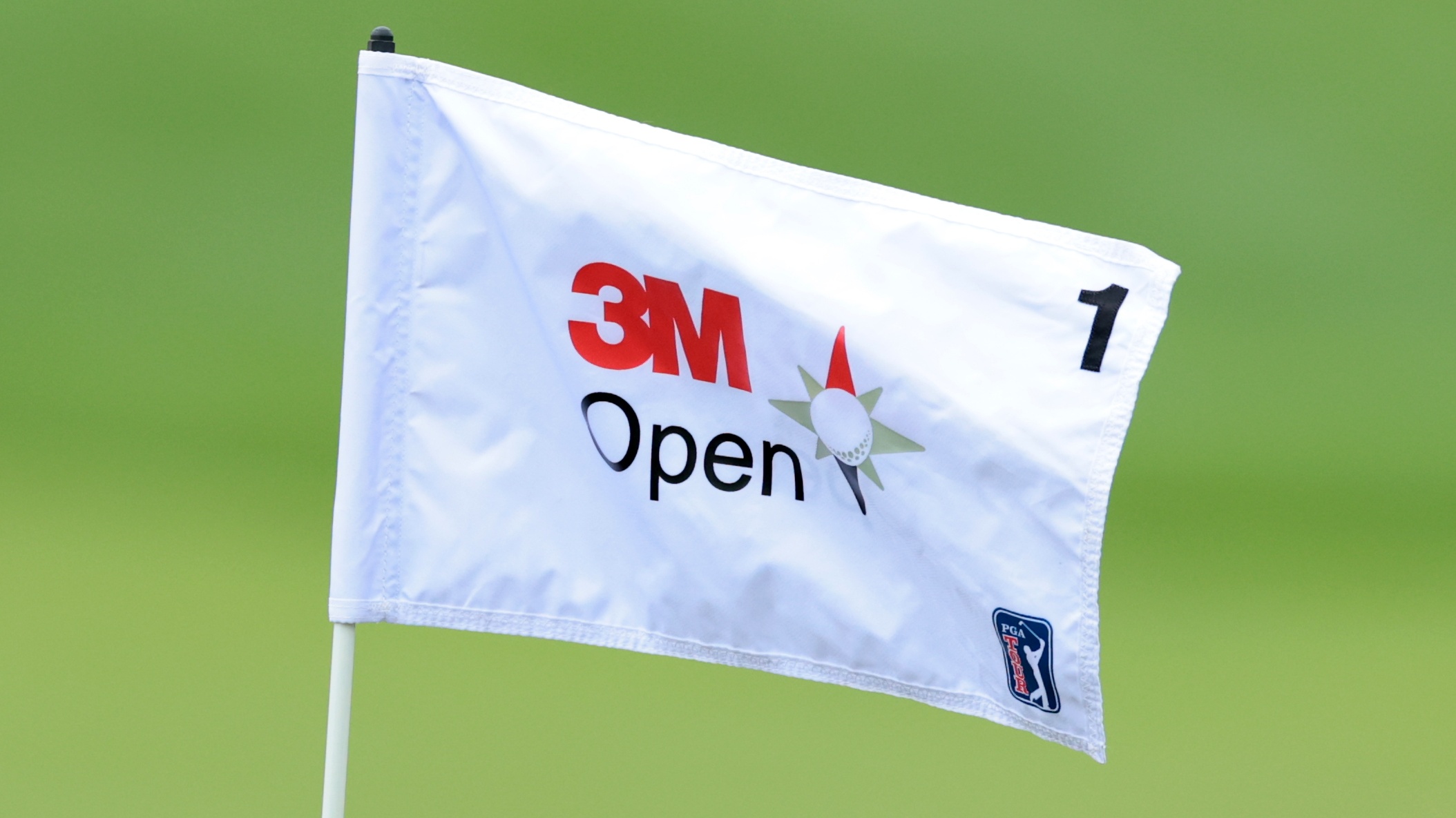 A pin flag on the first green during the first round of the 3M Open 2025 at TPC Twin Cities on July 24, 2025 in Blaine, Minnesota