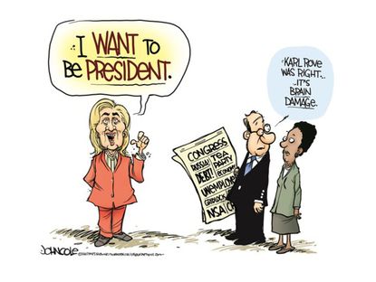 Political cartoon Hillary Clinton presidential race