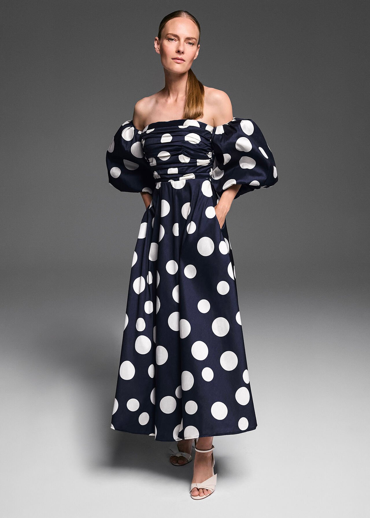 Marilyn Puff Sleeve Polka Dot Maxi Dress