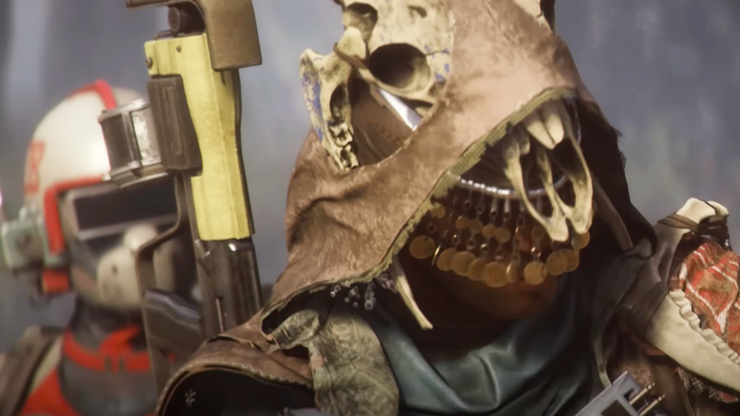 Arc Raiders: A close up of two Raiders walking towards the camera.