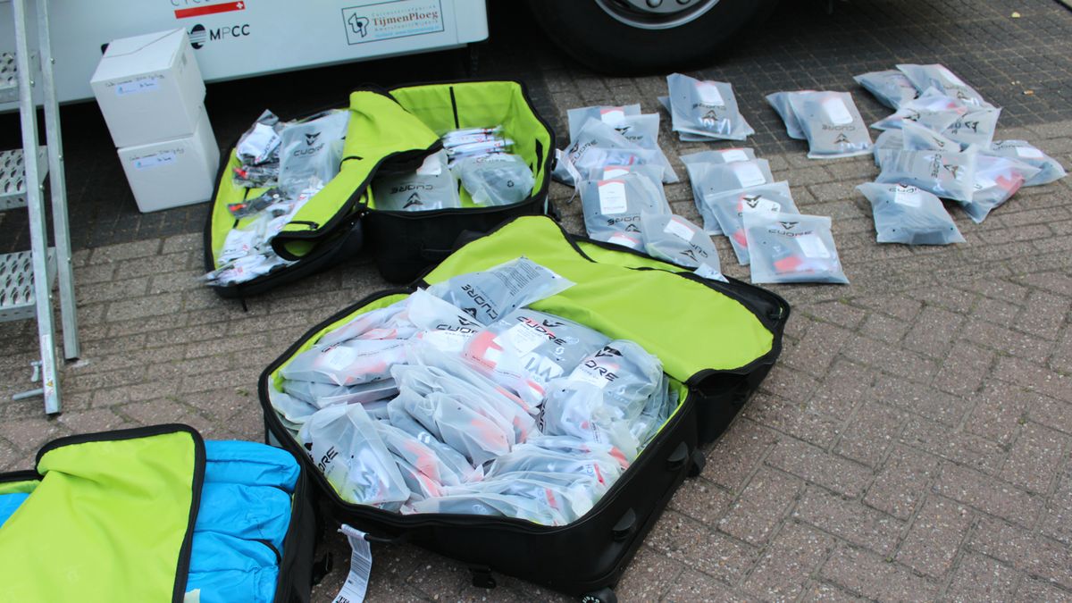 Giant bags full of new kit for IAM from Cuore must be sorted and delivered