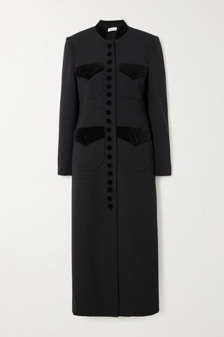 + Net Sustain Velvet-Trimmed Wool Coat