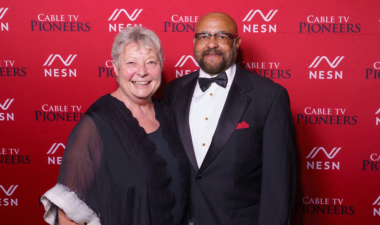 Cable TV Pioneers Char Beales (l.) and Doug Holloway at the Cable Pioneers gala in Philadelphia.