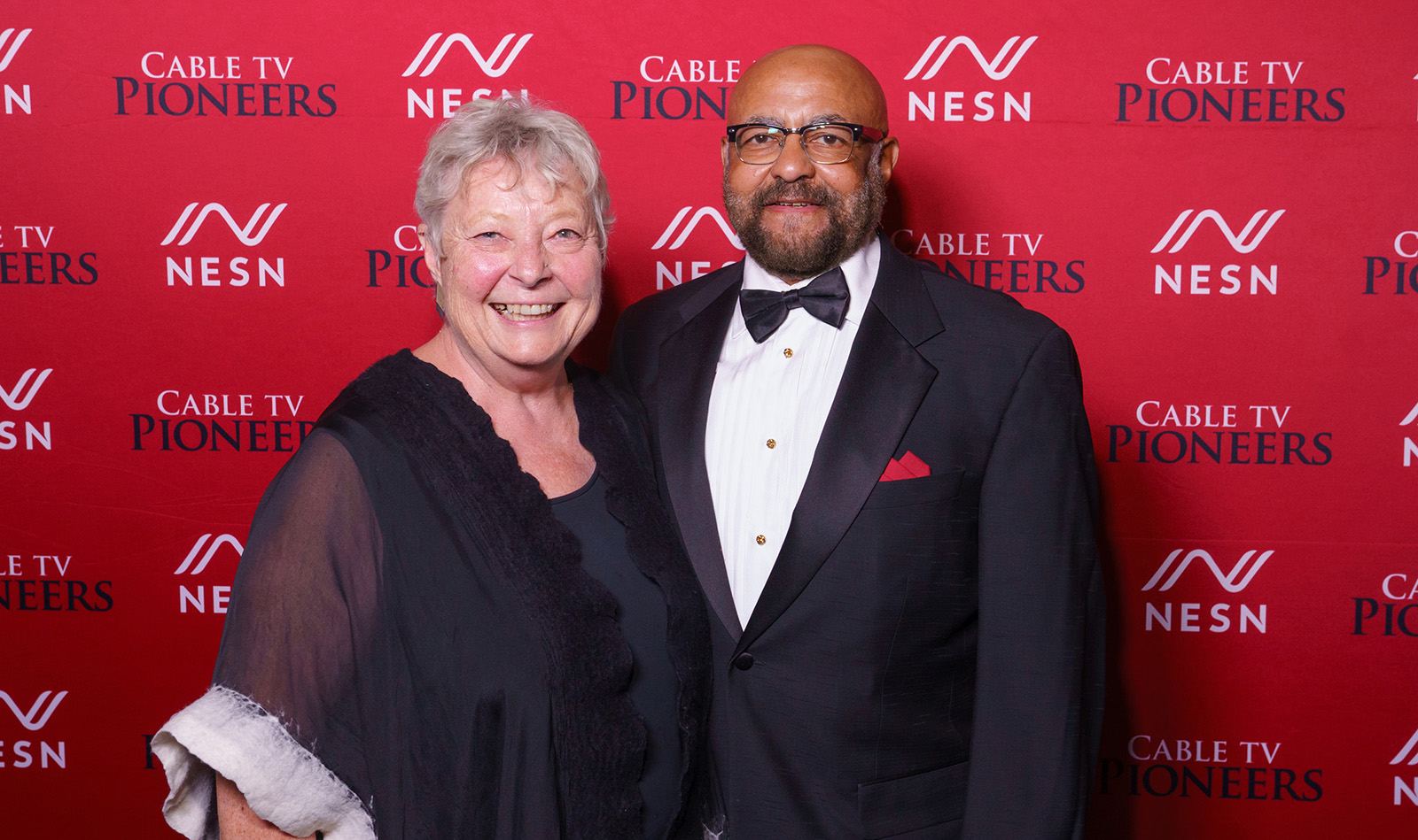 Cable TV Pioneers Char Beales (l.) and Doug Holloway at the Cable Pioneers gala in Philadelphia.
