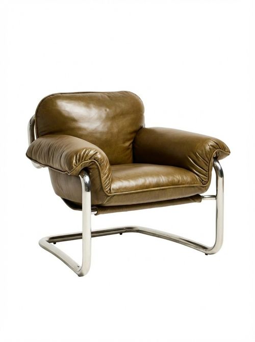 Silla Green Leather Armchair 