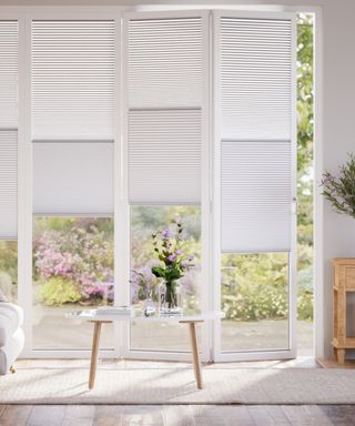 white perfect fit blinds in white bifold doors
