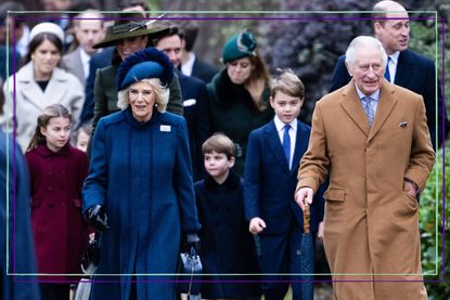 King Charles and Camilla Queen Consort with Prince George, Princess Charlotte, Prince Louis,