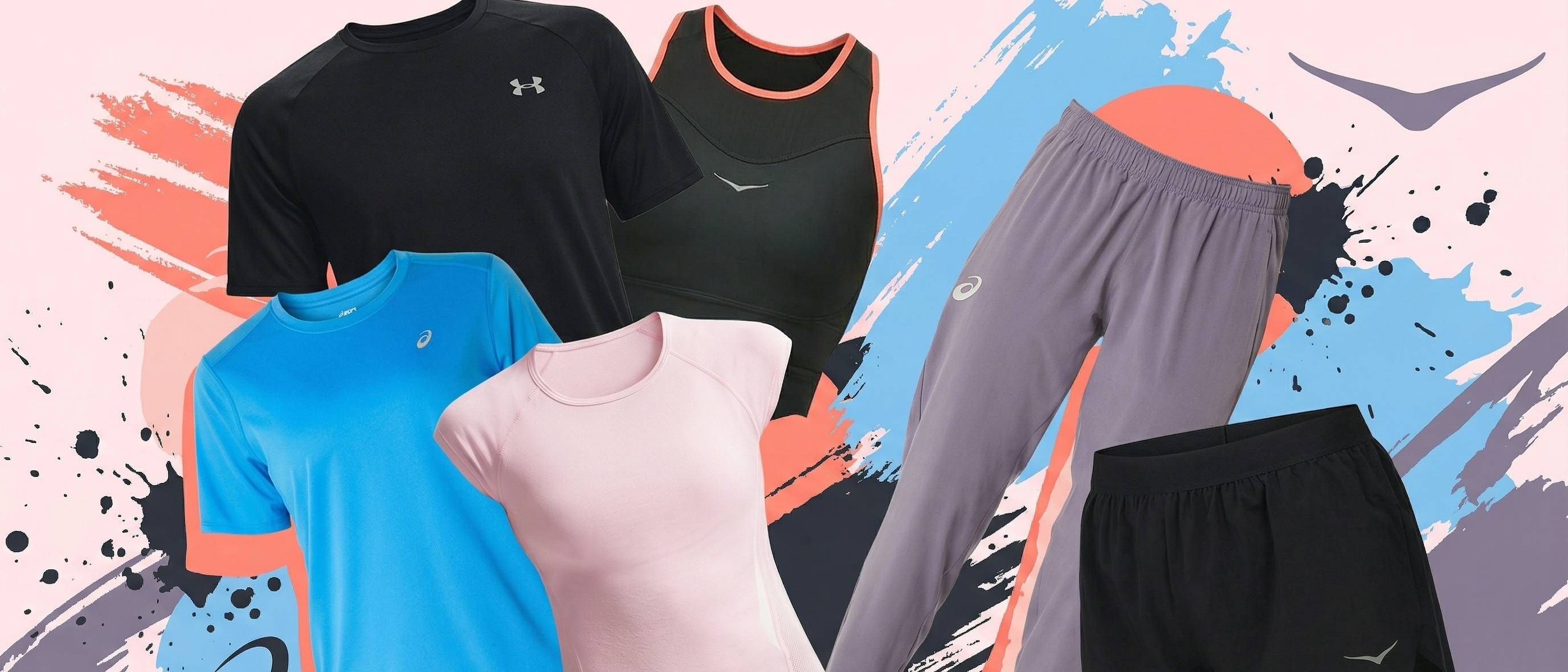 Running apparel from Under Armour, Asics, Nike, Hoka