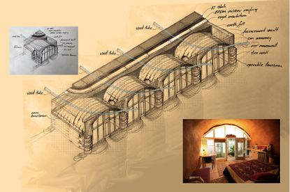 Earthship Biotecture's new Earthship residence - sketch and visualisation