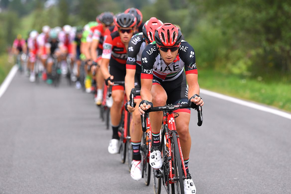 UAE Team Emirates at the front of the Tour de Pologne peloton