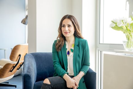 Farnoosh Torabi in office setting 