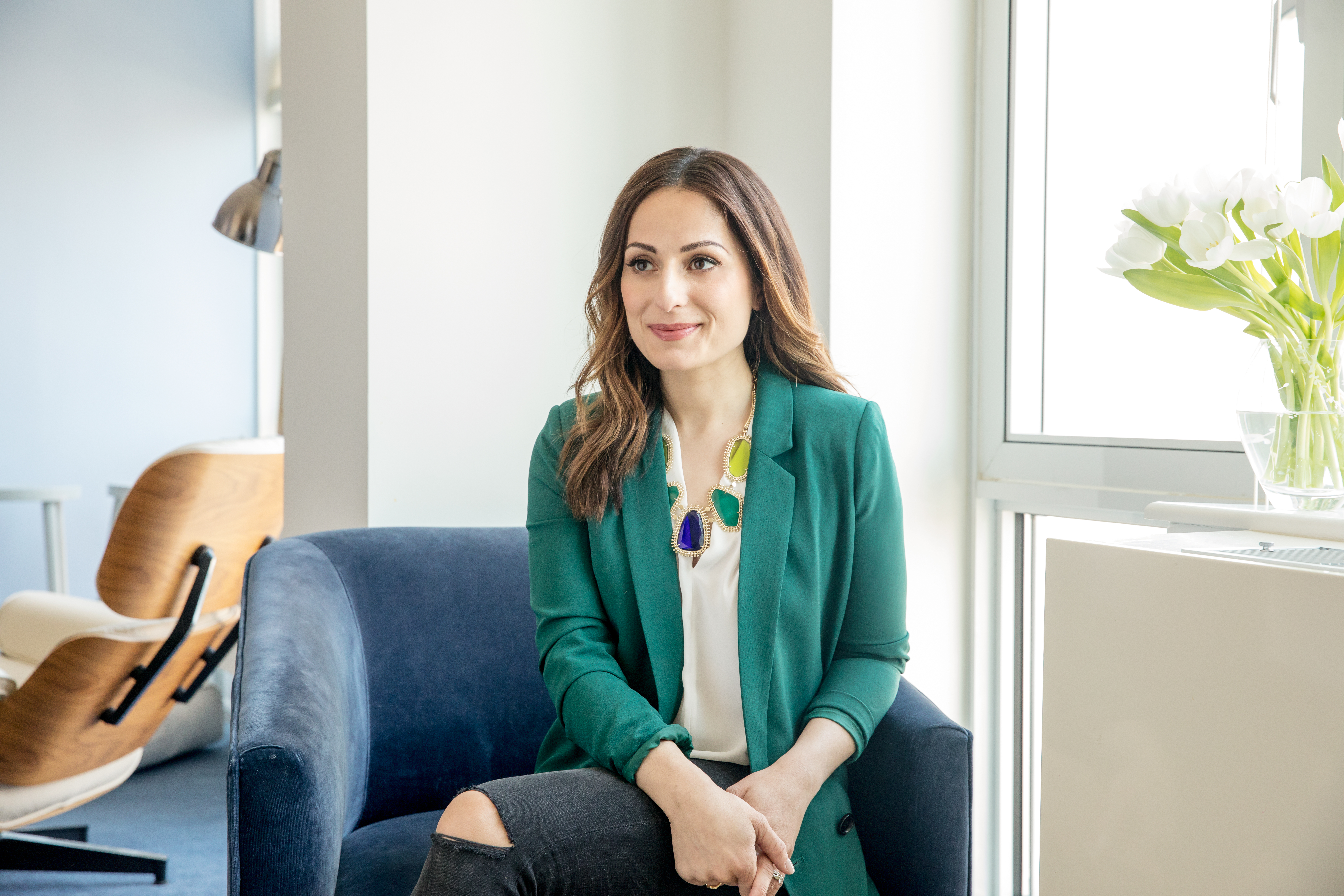 Farnoosh Torabi in office setting 