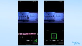 Screenshots showing how to open Audio Magic Eraser on Google Pixel 8 Pro