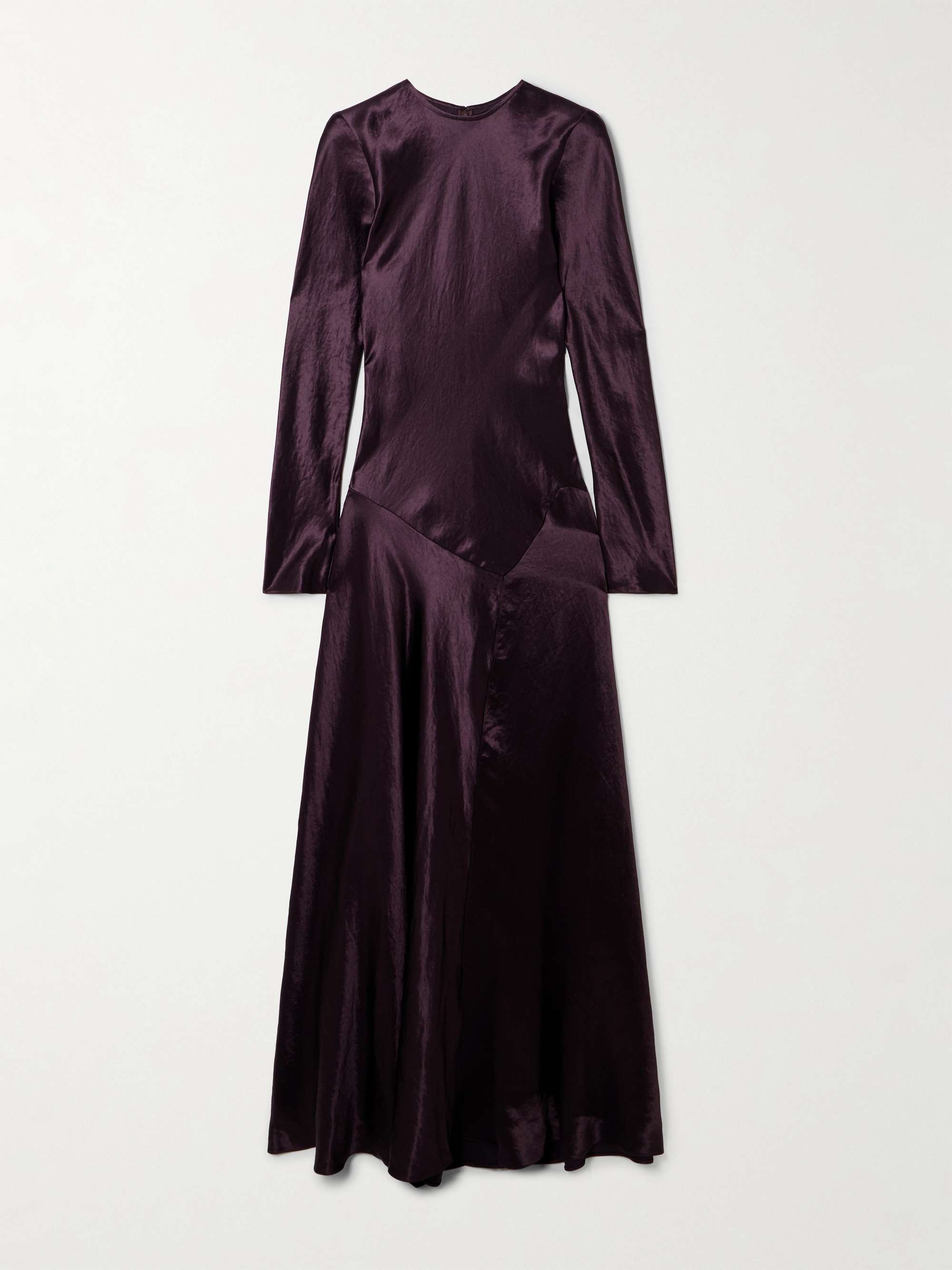 Yara Paneled Hammered-Satin Maxi Dress