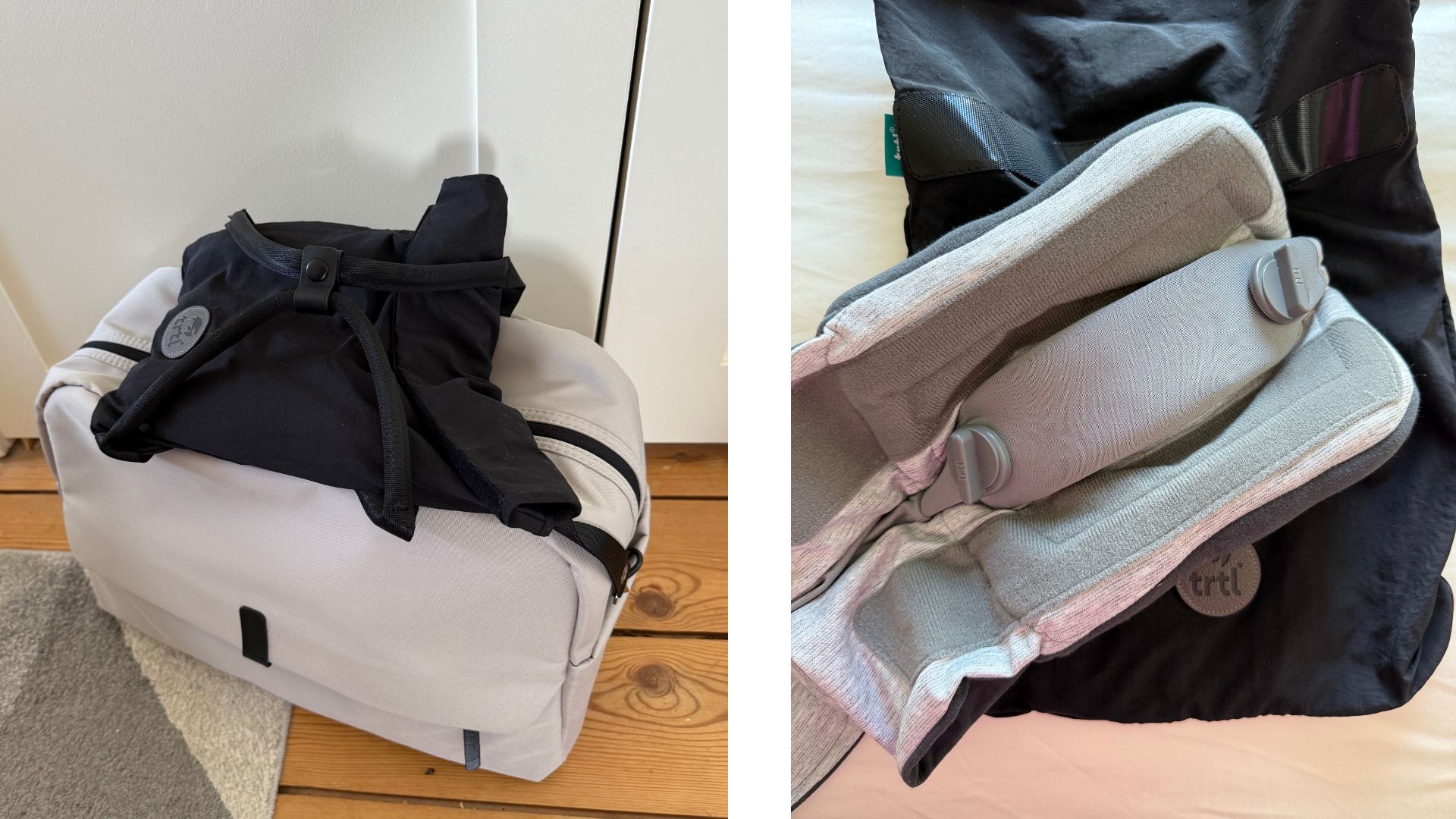 Antler hand luggage bag with Trtl travel pillow attached