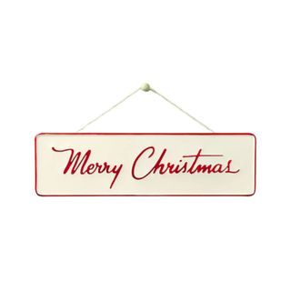 red and cream merry christmas sign in script