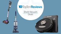 shark vacuum deals with a selection of vacuum cleaners on a blue background