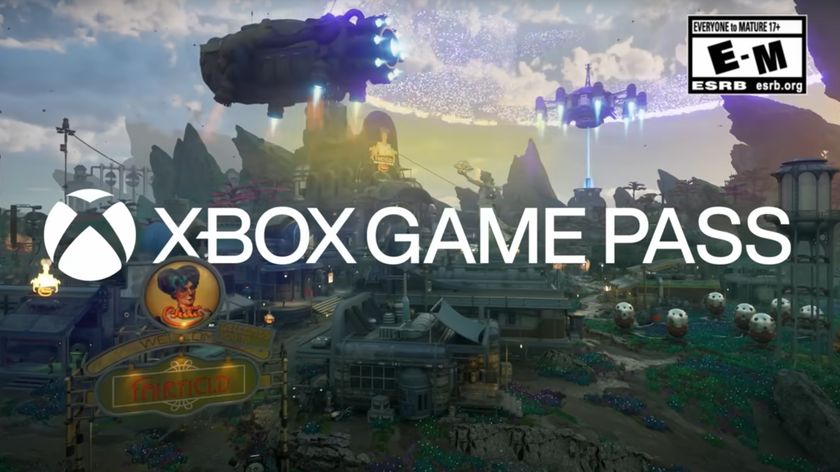 The Xbox Game Pass logo in front of a sci-fi game