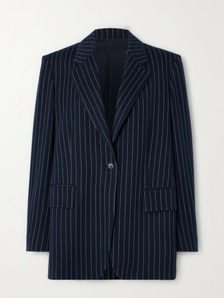 Acer Pinstriped Cotton, Cashmere dan Silk-Blend Blazer