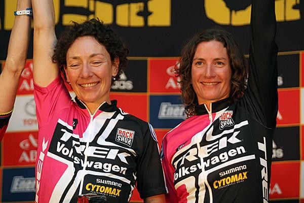 Jenny Smith and Sue Haywood atop the podium.