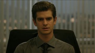 Andrew Garfield looking sad in The Social Network.