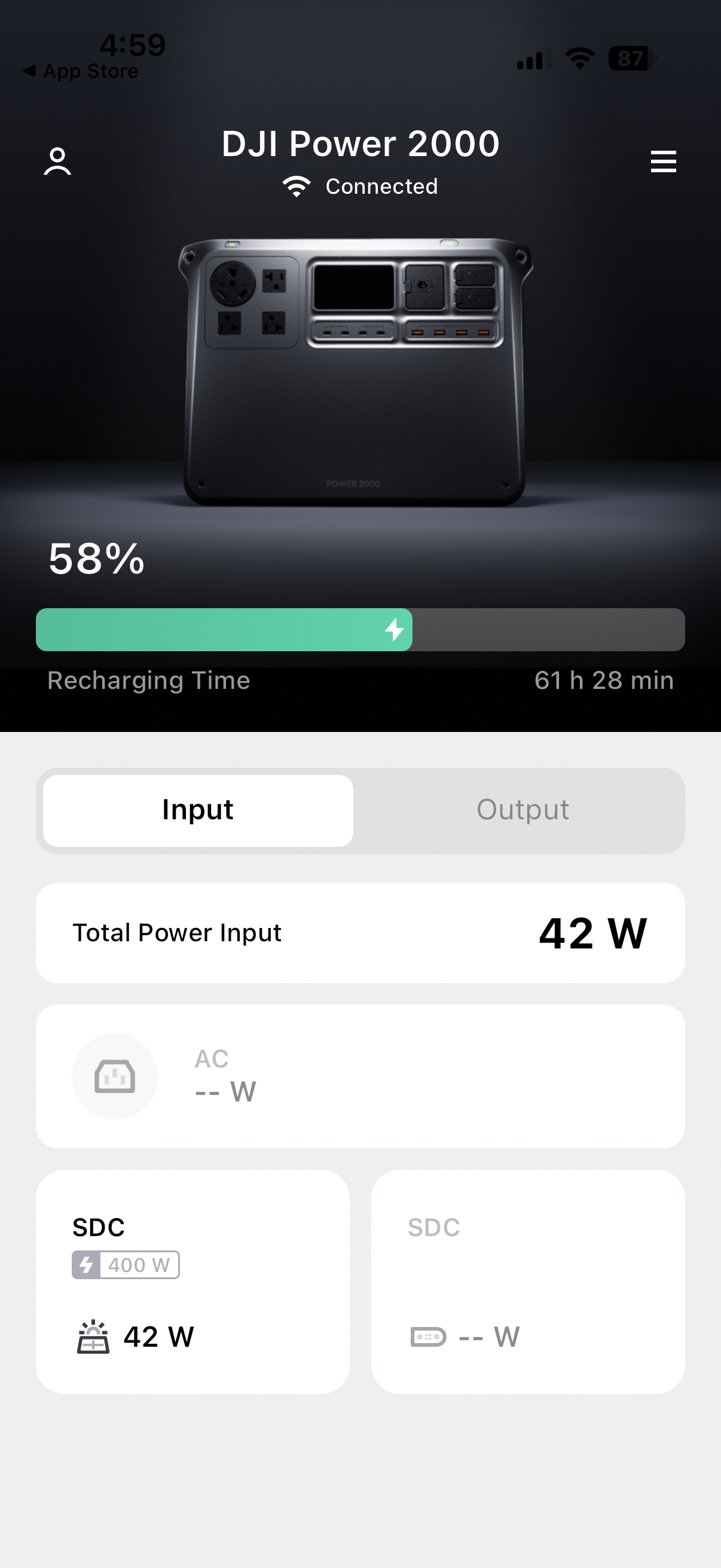 DJI Home App - Power 2000 Status