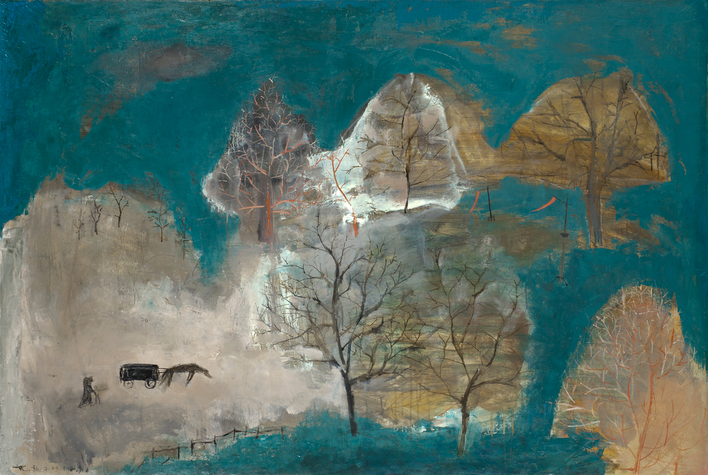 Zao Wou-Ki, Sans titre (Funérailles), 1949. Oil on canvas, 87.5 cm x 131 cm