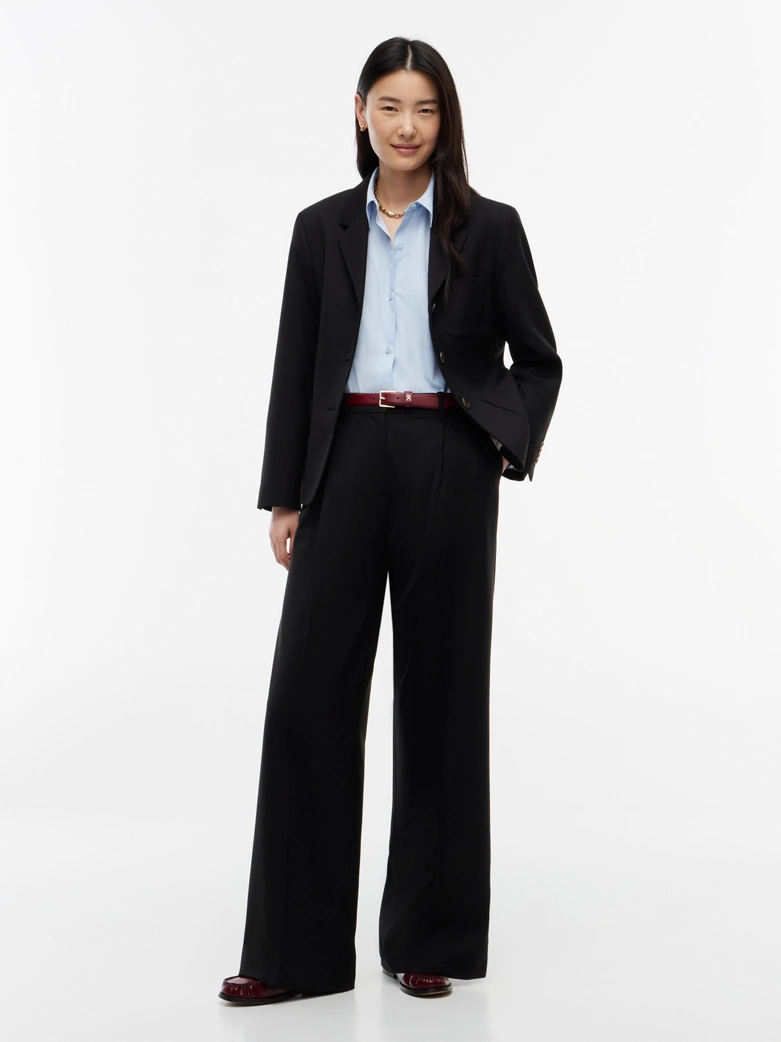 Timeless Wool Blend Wide Leg Trousers