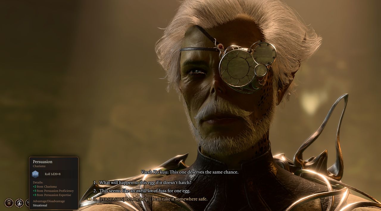 Zoom in of Birthing Chamber Githyanki with steampunk monocle