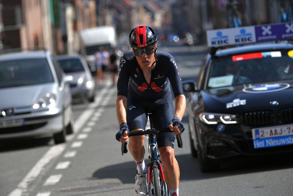 WAREGEM BELGIUM MARCH 31 Dylan Van Baarle of Netherlands and Team INEOS Grenadiers during the 75th Dwars Door Vlaanderen 2021 Mens Elite a 1841km race from Roeselare to Waregem DDV DDV21 FlandersClassic A travers la Flandre on March 31 2021 in Waregem Belgium Photo by Luc ClaessenGetty Images
